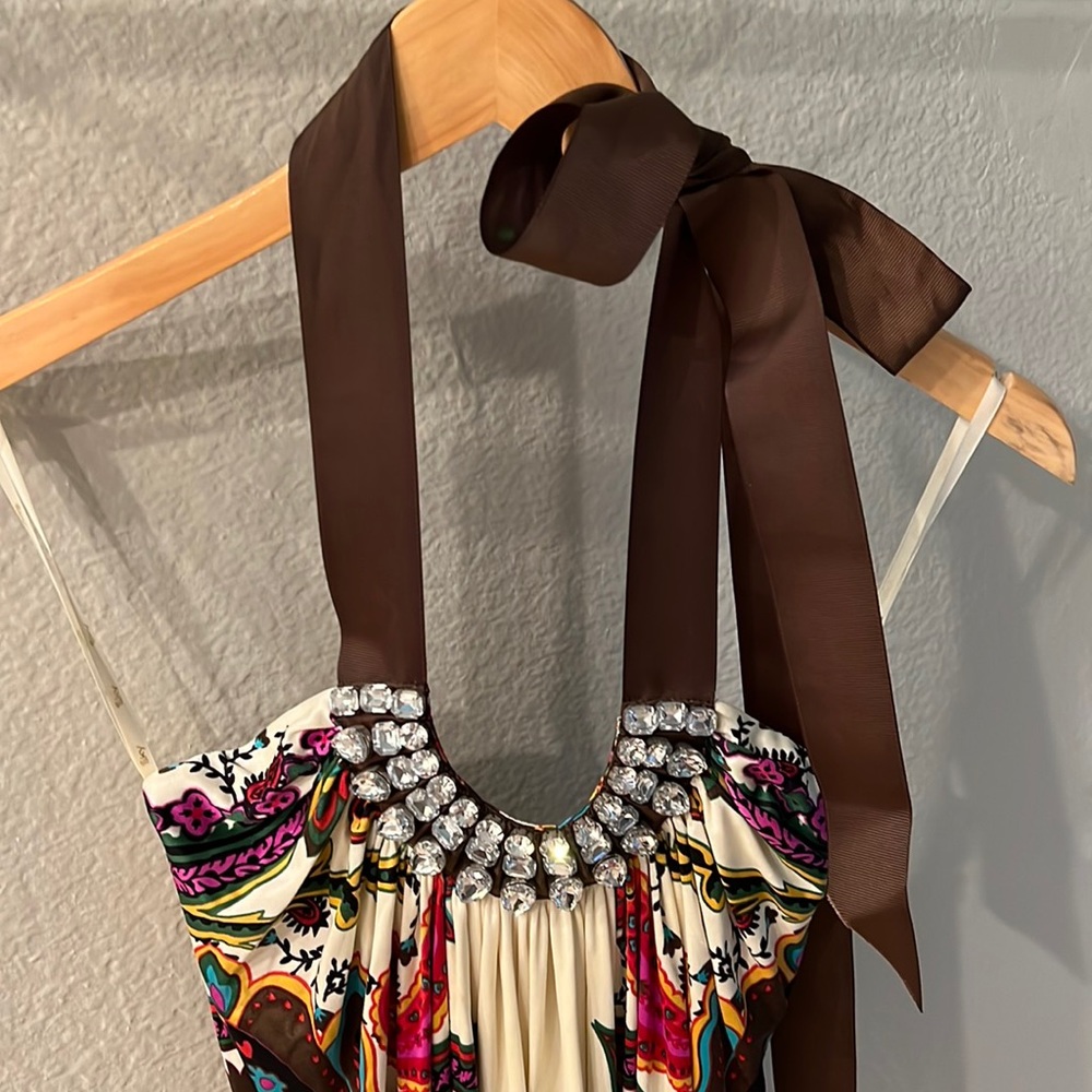 Silk sky tie back blouse